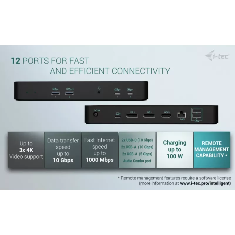 i-tec USB-C Intelligent Triple Display Docking Station + Power Delivery 100 W