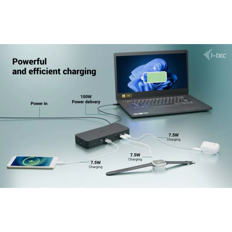 i-tec USB-C Intelligent Triple Display Docking Station + Power Delivery 100 W