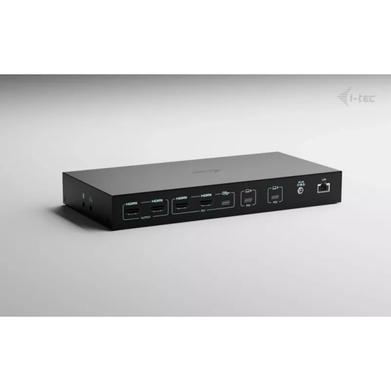 ITEC i-tec USB-C KVM Dock PRO dla trzech hostów, podwójne wideo, 2x Power Delivery (maks. 92 W), USB 3.2, 10 Gb/s, Gigabit Ethernet