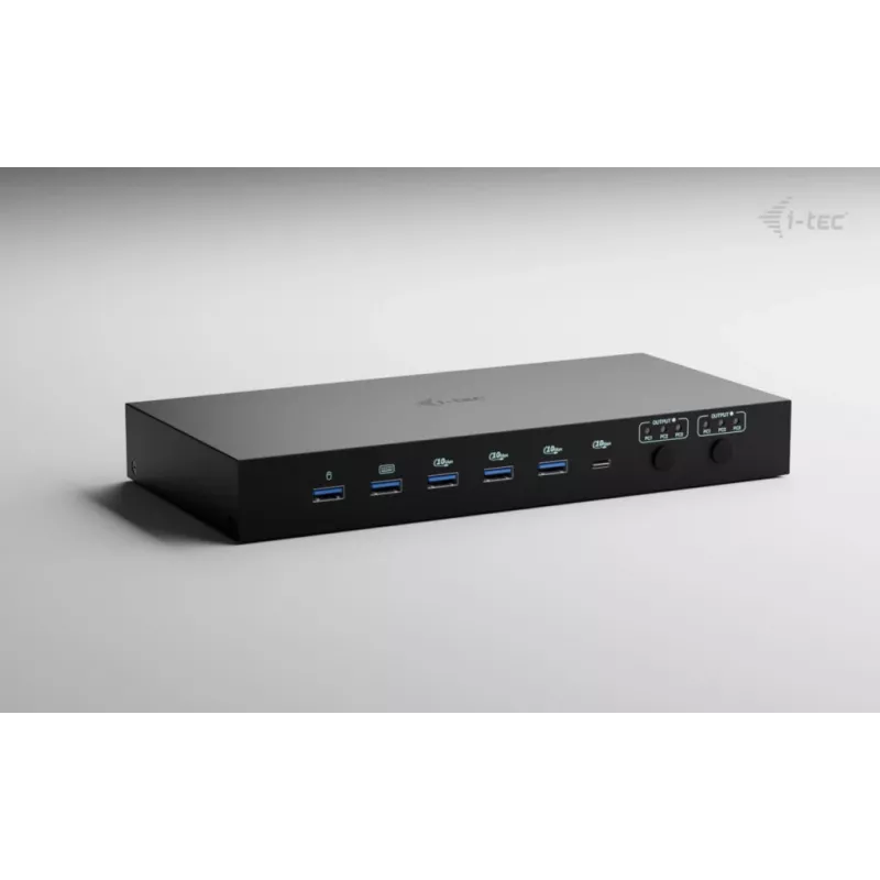 ITEC i-tec USB-C KVM Dock PRO dla trzech hostów, podwójne wideo, 2x Power Delivery (maks. 92 W), USB 3.2, 10 Gb/s, Gigabit Ethernet
