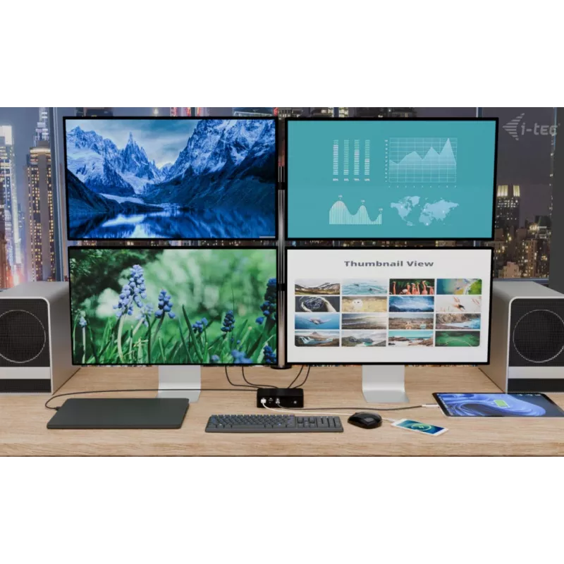 i-tec Thunderbolt5 Quattro Display Stacja dokująca, 5x USB, 2.5 GLAN + Power Delivery 140W