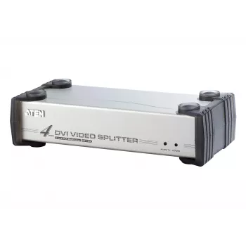 ATEN 4-Port DVI Audio/Video Splitter, DVI, 4x DVI-I, 1920 x 1200 pikseli, Czarny, Srebrny, Metal, Full HD