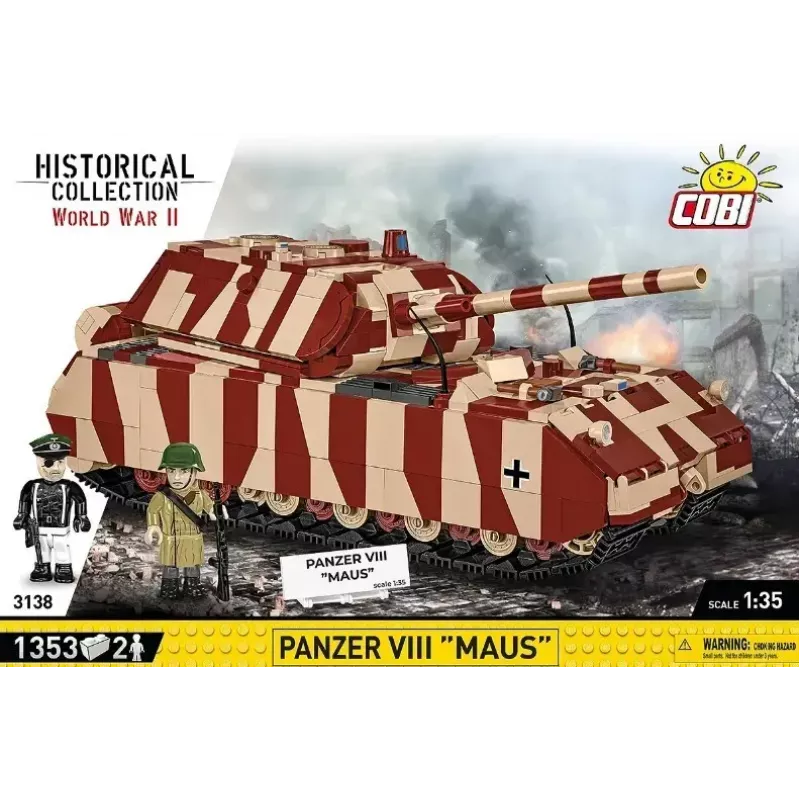 Cobi Klocki konstrukcyjne Panzer VIII Maus zestaw modelarski skala 1:35 COBI-3138, szczegółowa replika pojazdu wojskowego