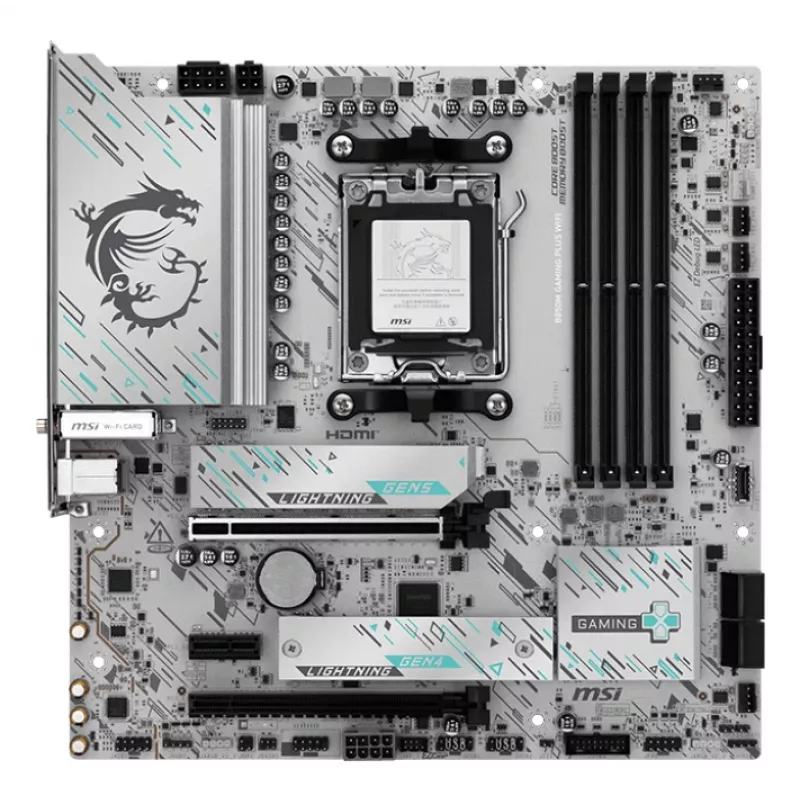 Płyta główna MSI B850M GAMING PLUS WIFI — AMD B850, Socket AM5, micro ATX, DDR5, 4x DIMM, 3x M.2, Wi‑Fi 7, 5Gb LAN