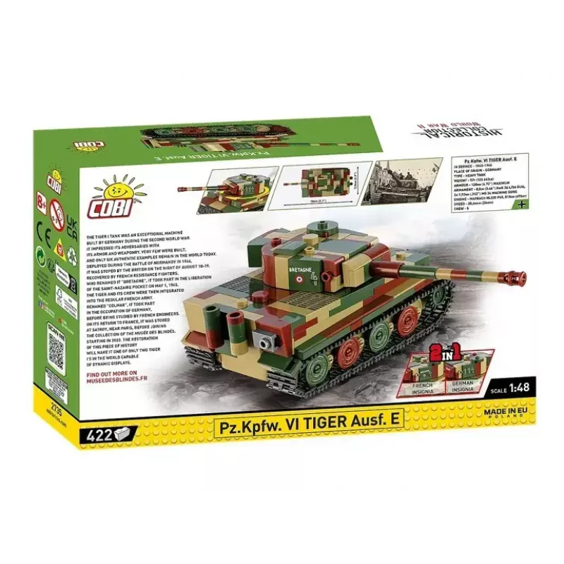 Zestaw do budowy modelu w skali Cobi Pz.Kpfw. VI Tiger Ausf. E 1:35, szczegółowy zestaw klocków