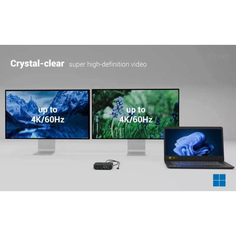Adapter USB-C Dual HDMI i-tec C31DUALHDMIDPD100 – dwa HDMI 4K@60Hz, USB-C Power Delivery 100 W