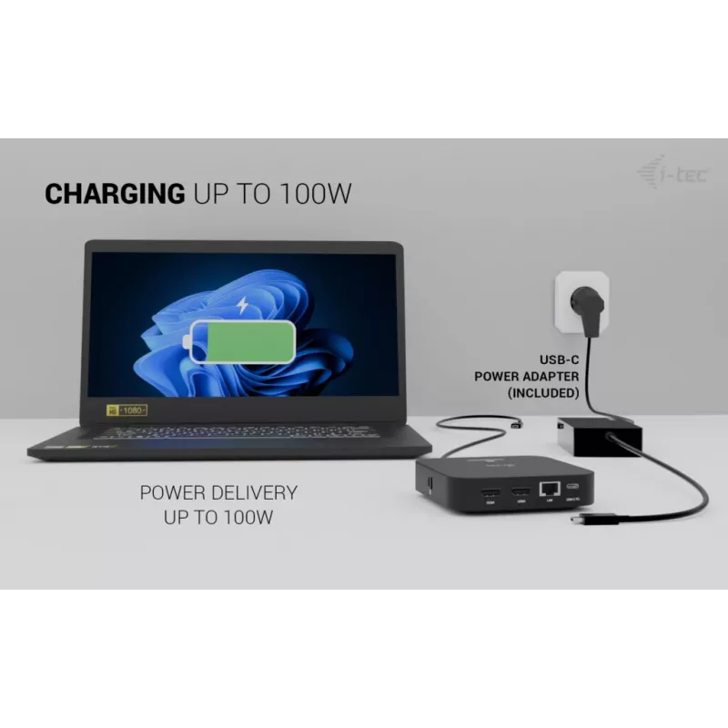 Adapter USB-C Dual HDMI i-tec C31DUALHDMIDPD100 – dwa HDMI 4K@60Hz, USB-C Power Delivery 100 W