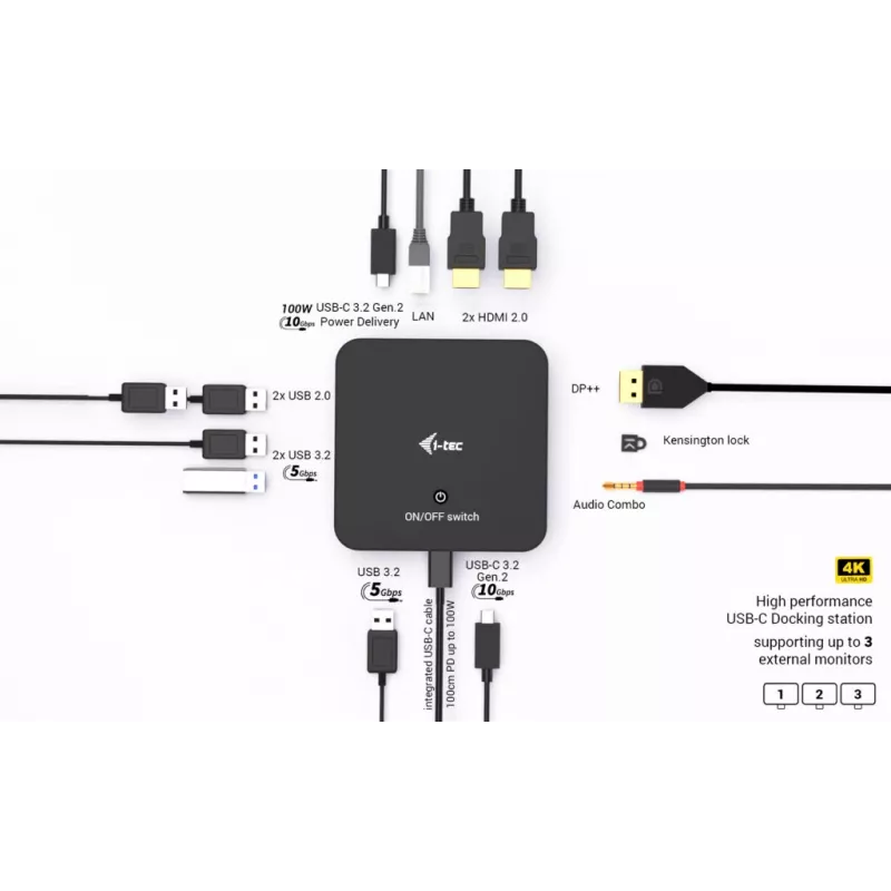i-tec USB-C DP Dual HDMI stacja dokująca, 100 W Power Delivery