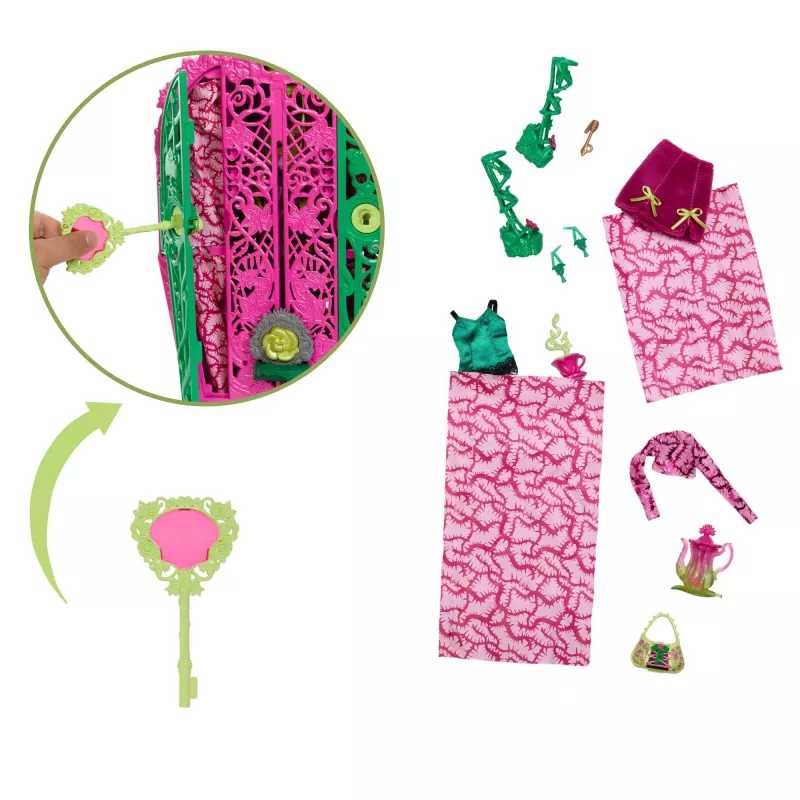 Monster High Skulltimate Secrets Garden Mysteries Playset, lalka Venus McFlytrap z ponad 19 niespodziankami