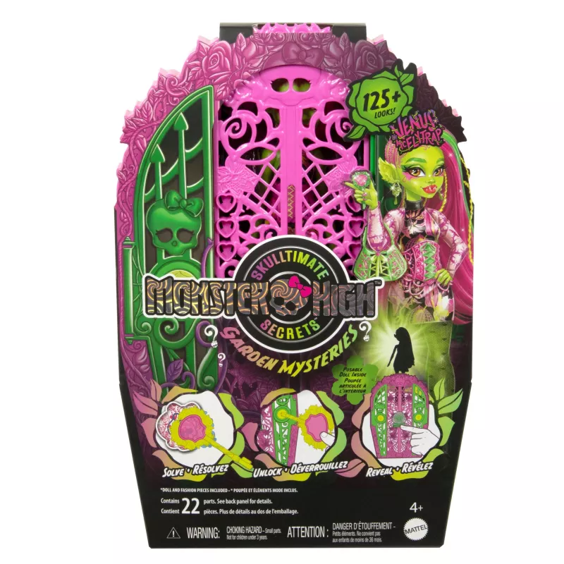 Monster High Skulltimate Secrets Garden Mysteries Playset, lalka Venus McFlytrap z ponad 19 niespodziankami