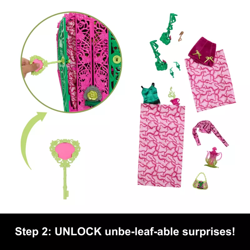 Monster High Skulltimate Secrets Garden Mysteries Playset, lalka Venus McFlytrap z ponad 19 niespodziankami