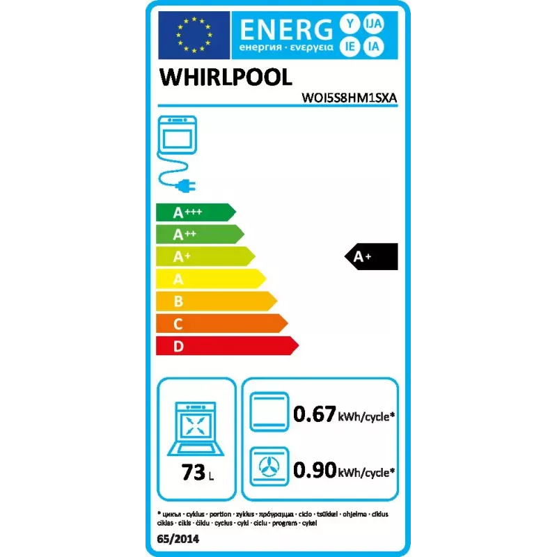Whirlpool WOI5S8HM1SXA 73 L Czarny, Stal nierdzewna