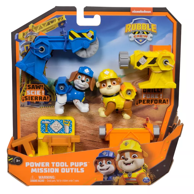 Zestaw figurek Usorteret Rubble & Wheeler Power Tool Pups z 2 narzędziami i 2 akcesoriami budowlanymi, wiek 3+