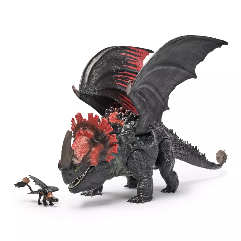 11-calowa zabawka smok Spin Master — Świat Berk: czerwony Death Chomping Rampage z ekskluzywną figurką Toothlessa, wiek 4+