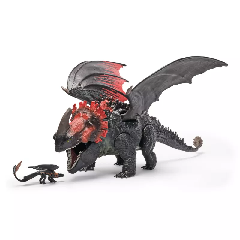 11-calowa zabawka smok Spin Master — Świat Berk: czerwony Death Chomping Rampage z ekskluzywną figurką Toothlessa, wiek 4+