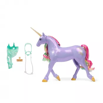 Spin Master Unicorn Academy Wildstar figurka jednorożca 11 cali z przezroczystym siodłem i uzdą, wielokolorowa, plastikowa, dla dzieci od 4 lat