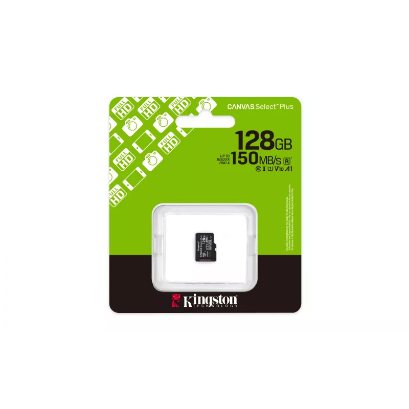 Kingston Technology 128GB micSDXC Canvas Select Plus Gen3 150R A1 pojedyncze opakowanie w/o ADP