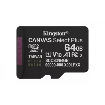 Kingston Technology 64GB micSDXC Canvas Select Plus Gen3 100R A1 pojedyncze opakowanie w/o ADP