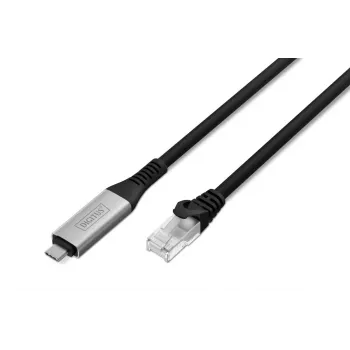 Kabel Ethernet DIGITUS USB-C 3.2 Gen1 - RJ45 - CAT6a S/FTP Czarny - 2m
