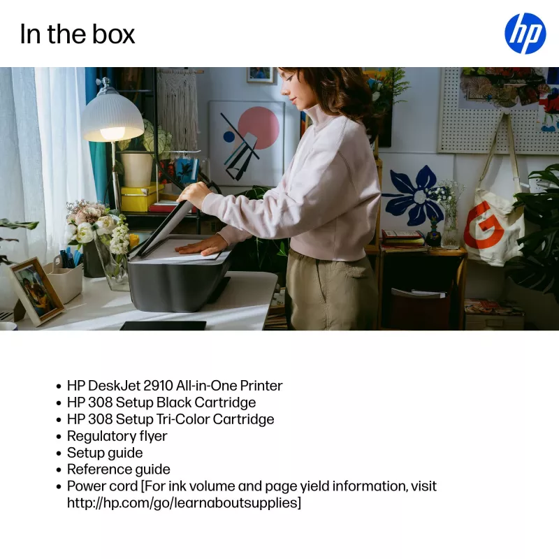 HP DeskJet 2910 Bezprzewodowa kolorowa drukarka wielofunkcyjna, termiczny atrament, 4800x1200 DPI