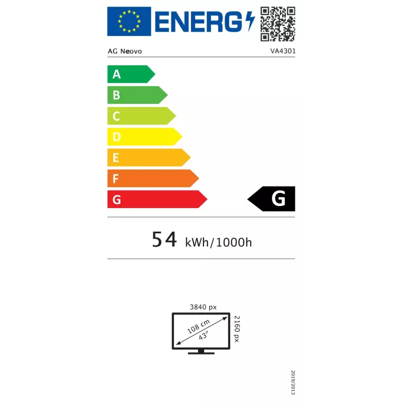 AG Neovo VA4301 Wyświetlacz oznakowania Cyfrowy płaski panel oznakowania 108 cm (42.5 inch) LED 350 cd/m² 4K Ultra HD Czarny