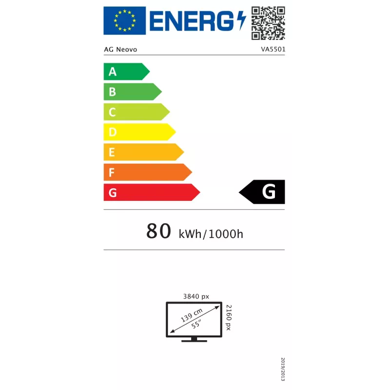 AG Neovo VA5501 Wyświetlacz Digital Signage Płaski panel digital signage 138,7 cm (54,6 cala) LED 350 cd/m² 4K Ultra HD Czarny