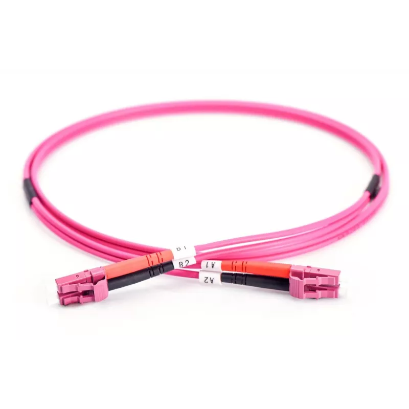 DIGITUS kabel krosowy światłowodowy, LC na LC wielomodowy OM4 – 2 m; duplex, kolor RAL4003, długość 2 m