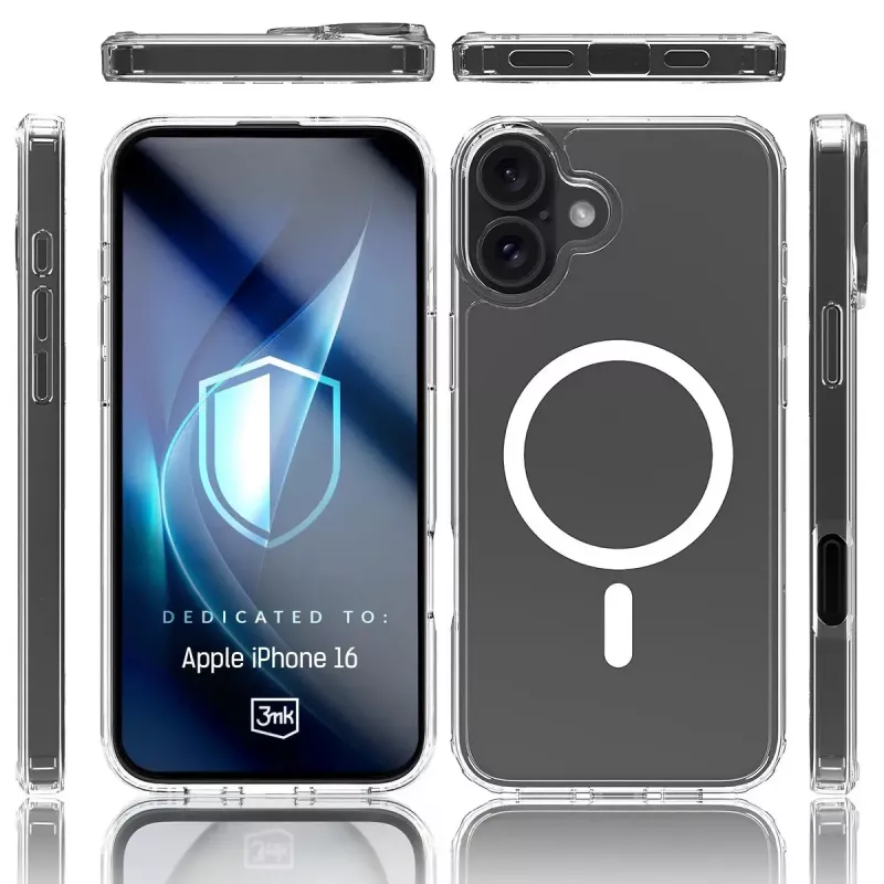 Pokrowiec na telefon komórkowy 3MK Armor MagCase do iPhone 16, 6,1 cala (15,5 cm), przezroczysty, PC+TPU