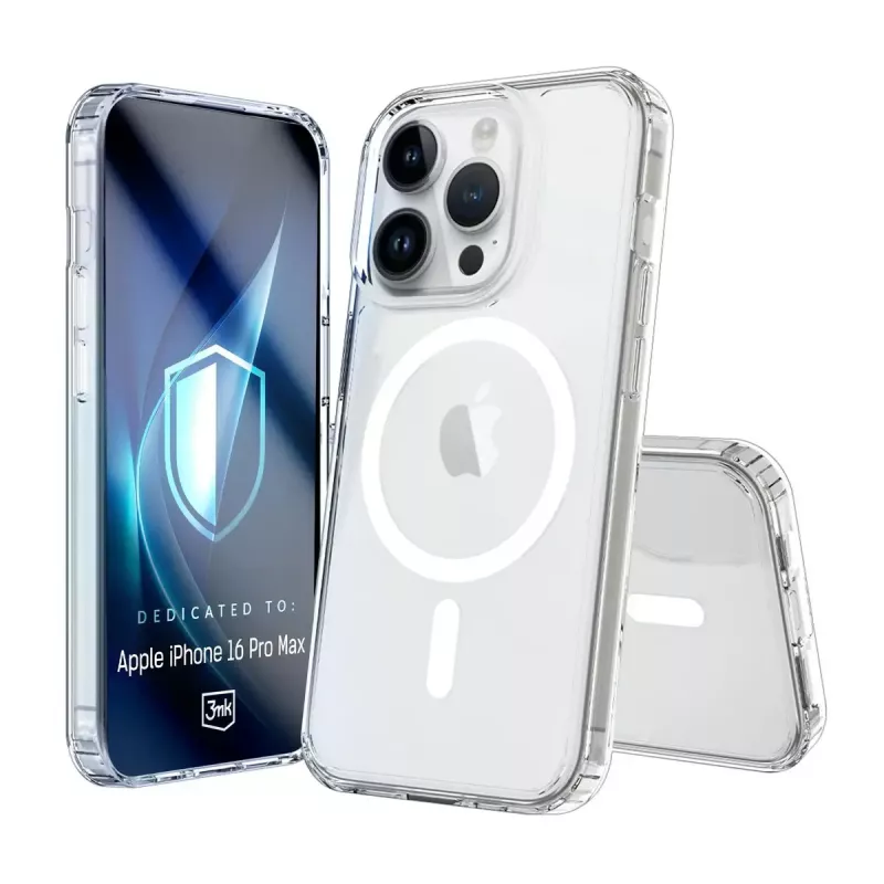 Etui na telefon 3MK Armor MagCase Cover do iPhone 16 Pro Max, pasuje na 17,5 cm (6,9 cala), przezroczyste, PC+TPU