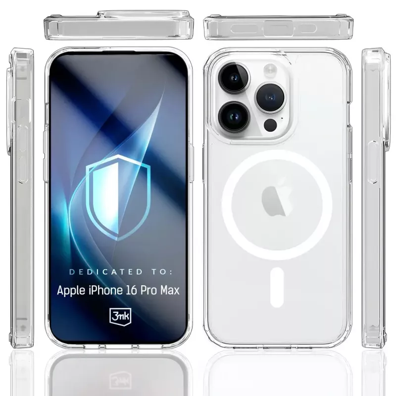 Etui na telefon 3MK Armor MagCase Cover do iPhone 16 Pro Max, pasuje na 17,5 cm (6,9 cala), przezroczyste, PC+TPU
