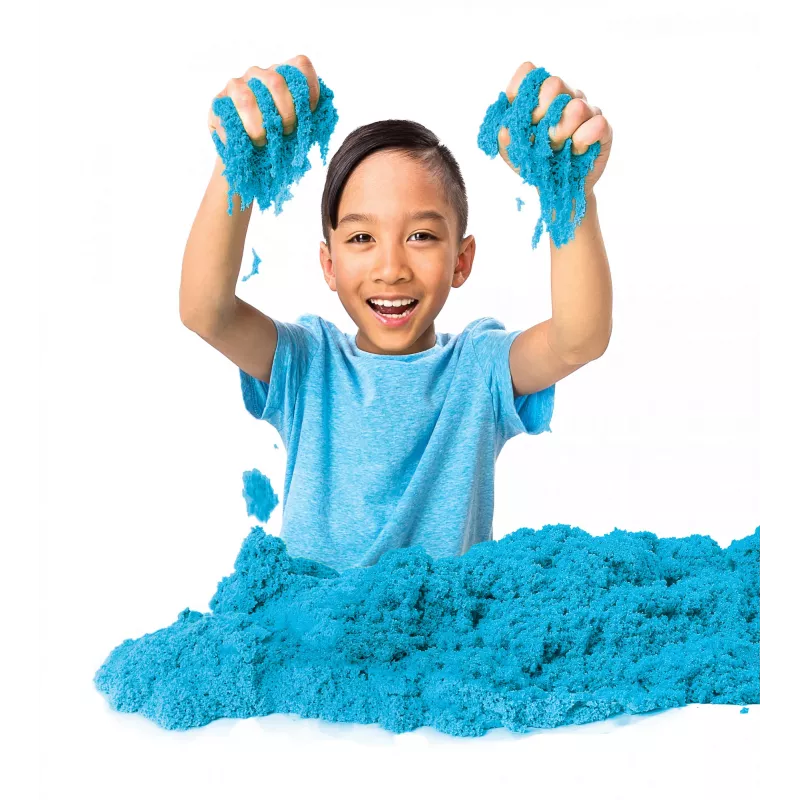 Kinetic Sand, 2 funty niebieskiego piasku do zabawy, formowalne zabawki sensoryczne dla dzieci, zamykana torebka (opakowanie może się różnić), dla dzieci od 3 lat