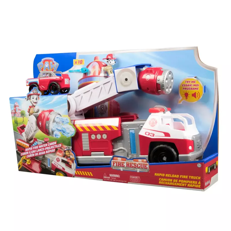 Wóz strażacki PAW Patrol Rapid Reload Fire Truck z figurką Marshalla (uszkodzone opakowanie)