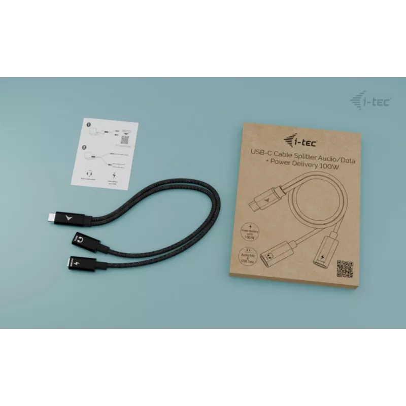 i-tec USB-C kabel Splitter Audio/Data + Power Delivery 100W