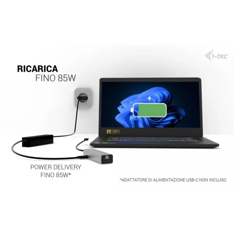 i-tec Metal USB-C Charging HUB 5port z wideo USB-C 8K + Power Delivery 85W