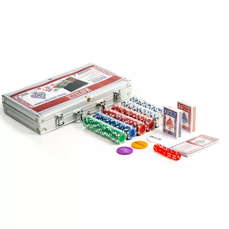Zestaw pokerowy Cartamundi Maverick — plastikowe żetony 11,5 g, walizka 385×240×65 mm