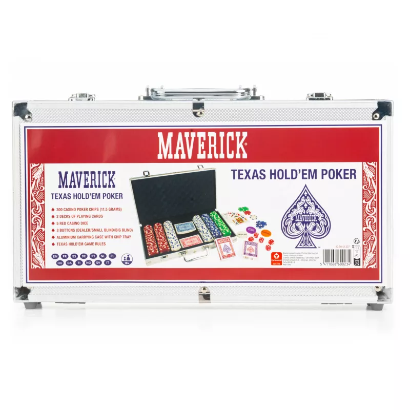 Zestaw pokerowy Cartamundi Maverick — plastikowe żetony 11,5 g, walizka 385×240×65 mm