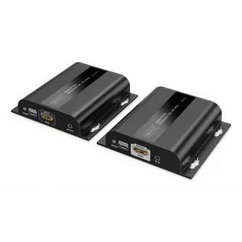 Zestaw przedłużacza HDMI IP DIGITUS - 4K/60Hz 120/200 m, PoE, One-to-Many, CAT, czarny
