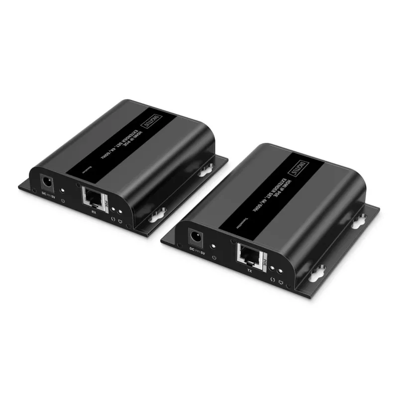 Zestaw przedłużacza HDMI IP DIGITUS - 4K/60Hz 120/200 m, PoE, One-to-Many, CAT, czarny