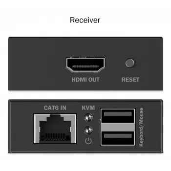 Zestaw przedłużacza KVM DIGITUS HDMI - 4K/30Hz 40/70m PoC CAT czarny