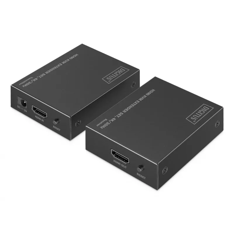 Zestaw przedłużacza KVM DIGITUS HDMI - 4K/30Hz 40/70m PoC CAT czarny