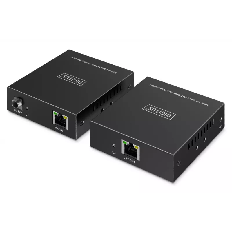 Przedłużacz USB 3.2 Gen1 CAT DIGITUS DA-73121 — 5 Gb/s, 4 porty (3× USB-A, 1× USB-C), 100 m, zasilany prądem stałym