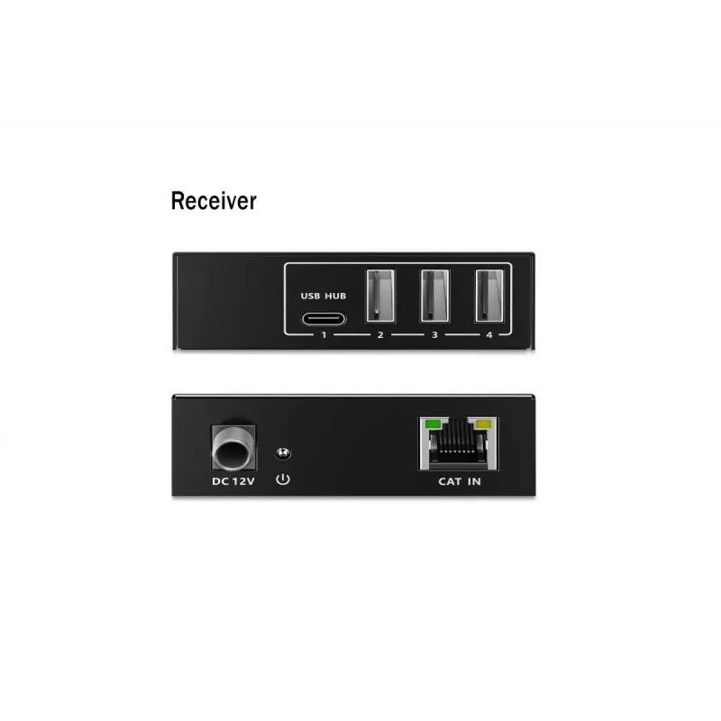 Przedłużacz USB 3.2 Gen1 CAT DIGITUS DA-73121 — 5 Gb/s, 4 porty (3× USB-A, 1× USB-C), 100 m, zasilany prądem stałym