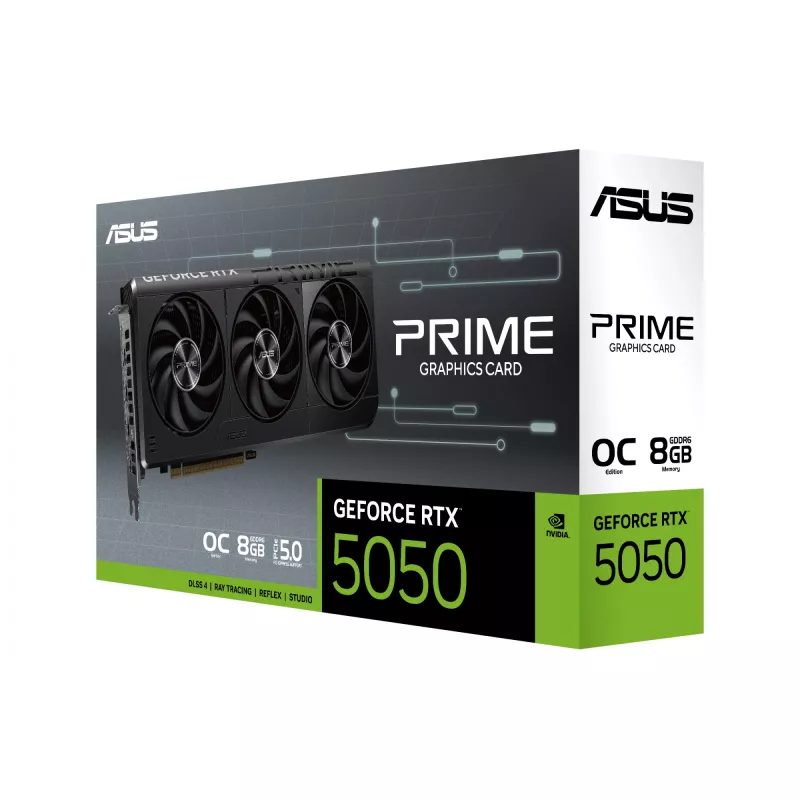 Karta graficzna ASUS GeForce RTX 5050 8 GB GDDR6, PCIe 5.0, 2560 rdzeni CUDA, 128-bit, 3xDP 1xHDMI, zasilacz 550W, 268,3×120×50 mm