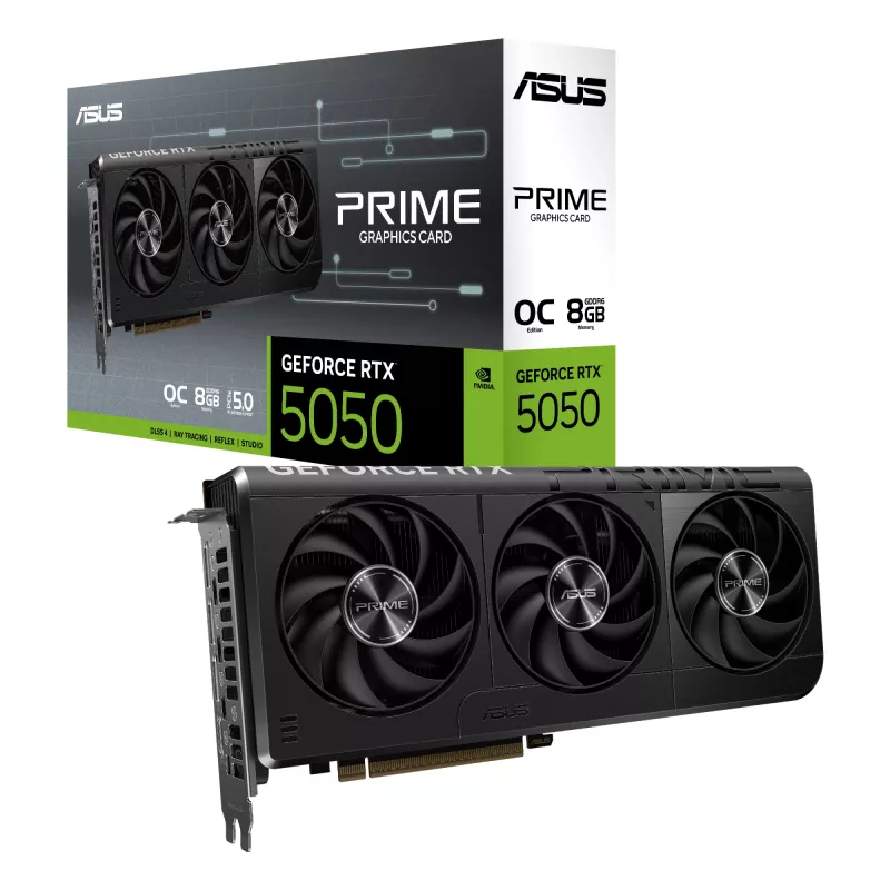 Karta graficzna ASUS GeForce RTX 5050 8 GB GDDR6, PCIe 5.0, 2560 rdzeni CUDA, 128-bit, 3xDP 1xHDMI, zasilacz 550W, 268,3×120×50 mm