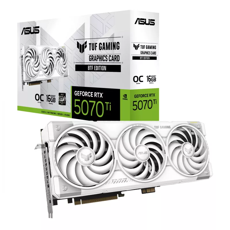Karta graficzna ASUS TUF NVIDIA GeForce RTX 5070 Ti 16 GB GDDR7 256-bit PCIe 5.0 3-wentylatorowa biała