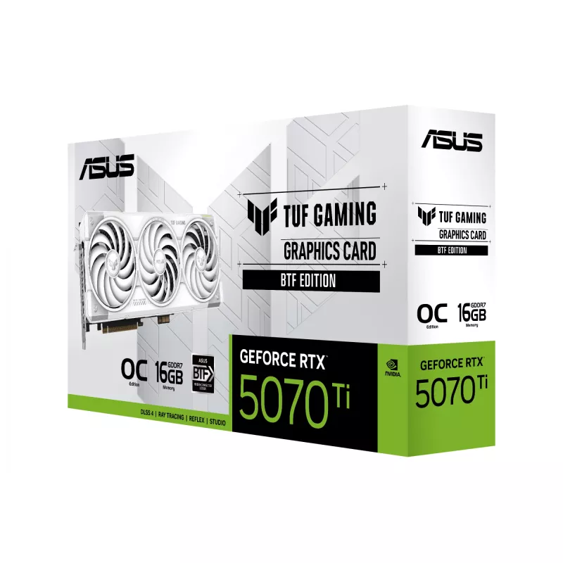 Karta graficzna ASUS TUF NVIDIA GeForce RTX 5070 Ti 16 GB GDDR7 256-bit PCIe 5.0 3-wentylatorowa biała