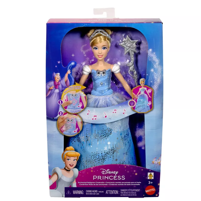Disney Princess Enchanted Ballgown Kopciuszek Lalka Modowa ze Światłami i Dźwiękami, Inspirowana Filmem