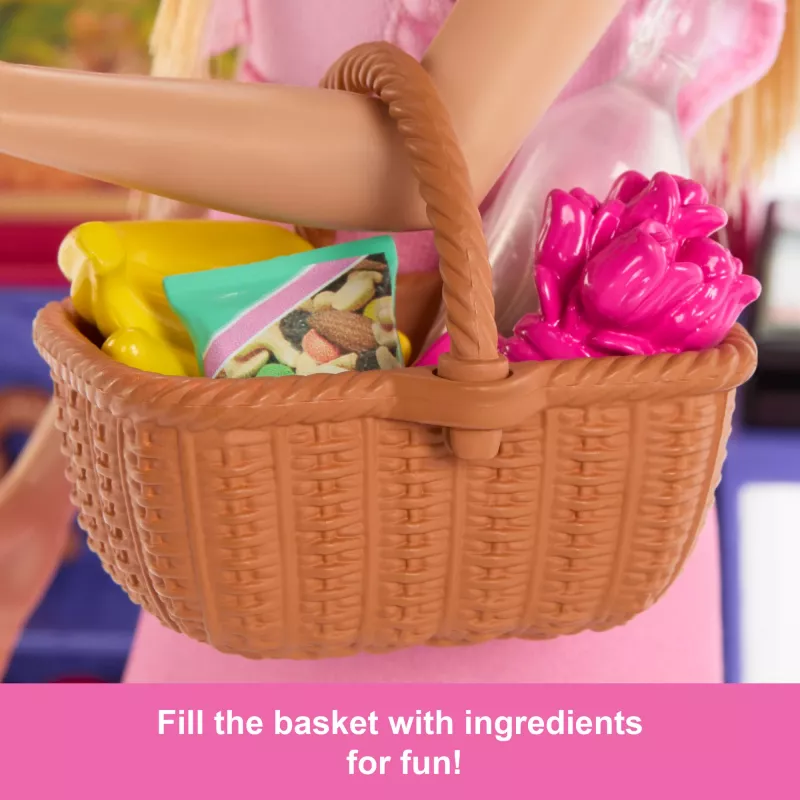 Barbie i Teresa Przepis na Przyjaźń Malibu na Targu Lalka i Zestaw z 11 Akcesoriami
