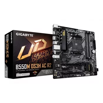 Płyta główna GIGABYTE B550M DS3H AC R2 - AMD Ryzen 5000, 5+3 fazy VRM, do 4733MHz DDR4 (O.C.), 1xPCIe 4.0 + 1xPCIe 3.0 M.2, Wi-Fi 5, 1GbE LAN, USB 3.2 Gen 1