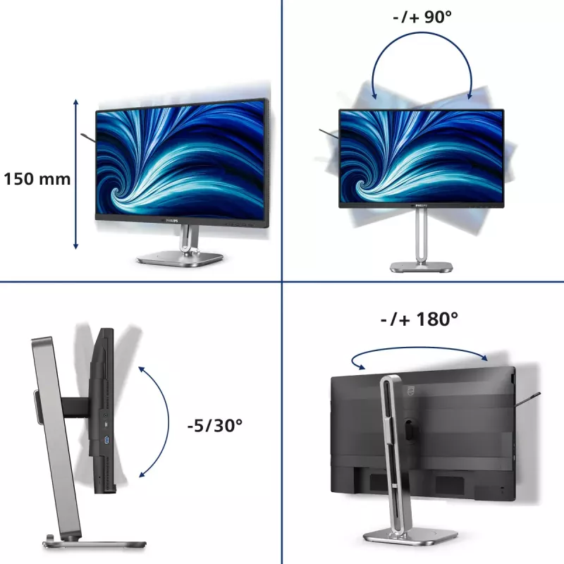 Monitor komputerowy Philips 4000 series 24B2N4200/00 60,5 cm (23,8 cala) 1920 x 1080 pikseli Full HD LCD Szary